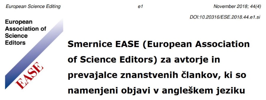 Slovenski prevod smernic EASE
