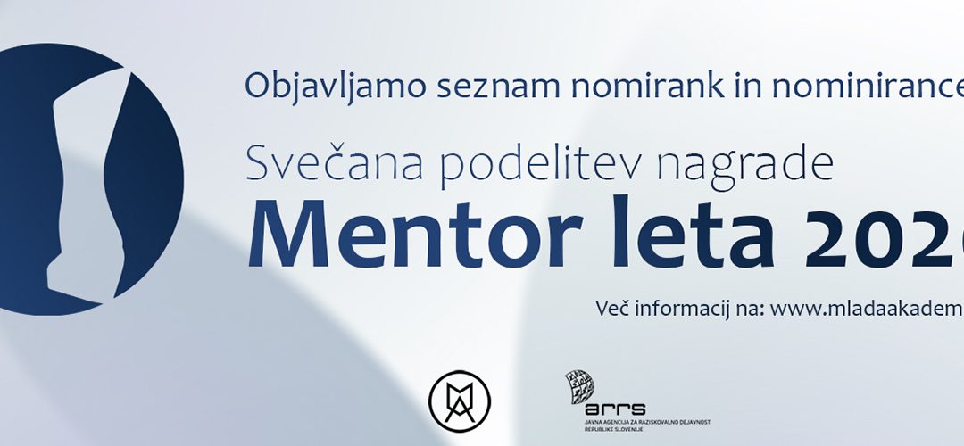 Slavnostna podelitev nagrade Mentor leta 2020 – nominiranke in nominiranci