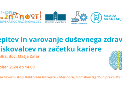 Dogodek: Krepitev in varovanje duševnega zdravja raziskovalcev na začetku kariere – oktober 2024